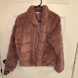 Time and Tru Women's Faux Fur Jacket - Pink Size Small